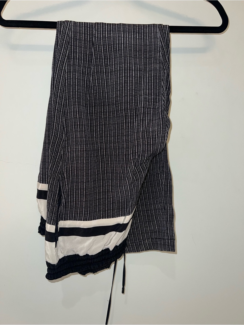 Vince Black and White Striped silk Pants